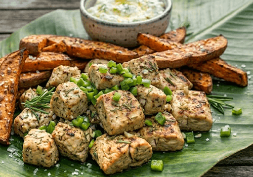 Rosemary Garlic Chicken Leaf Plate